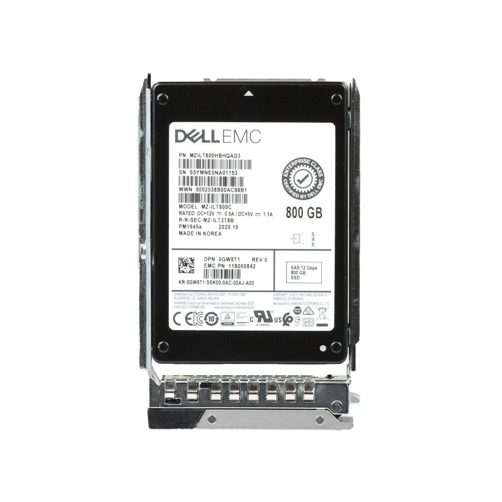 New Dell 800GB 2.5" 12G SAS Mixed Use TLC SSD GW8T1 MZ-ILT800C
